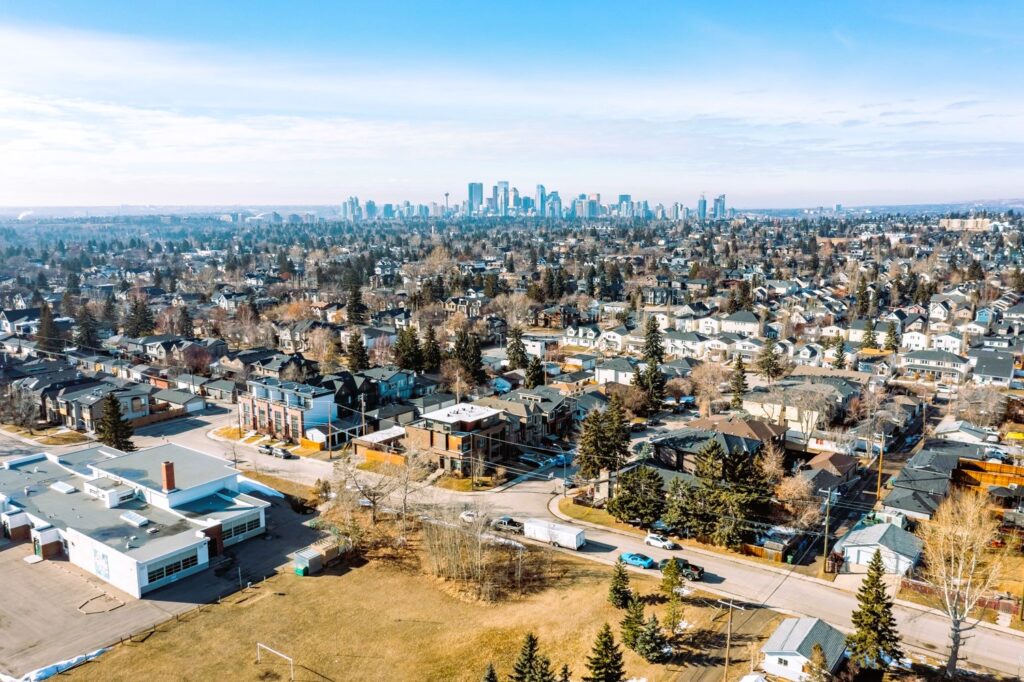 View from a height of private houses